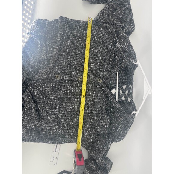 Juniors Gray Ribbed Button Front Long Sleeve Top Lace Up Back XL - Picture 4 of 5